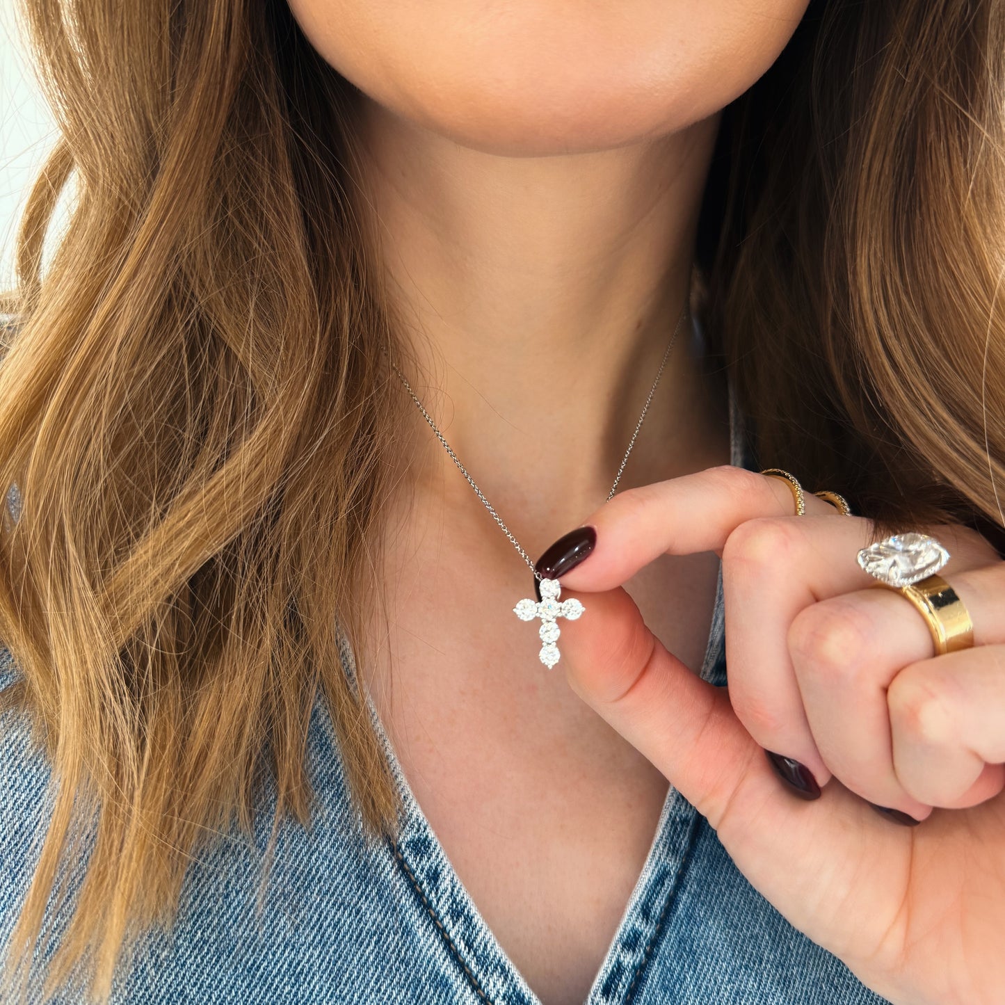 "Elysia" Diamond Cross Necklace in 14K Gold – 1.21 tcw Lab-Grown
