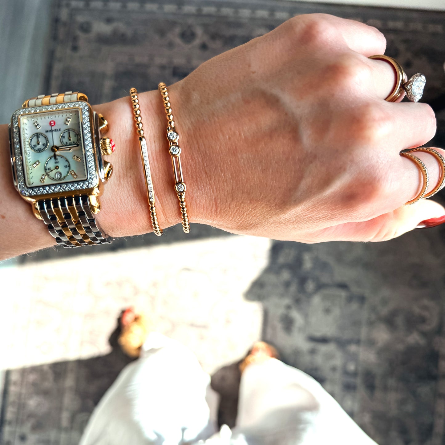 Hulchi Belluni - 18K Gold and Diamond Stretch Bracelet