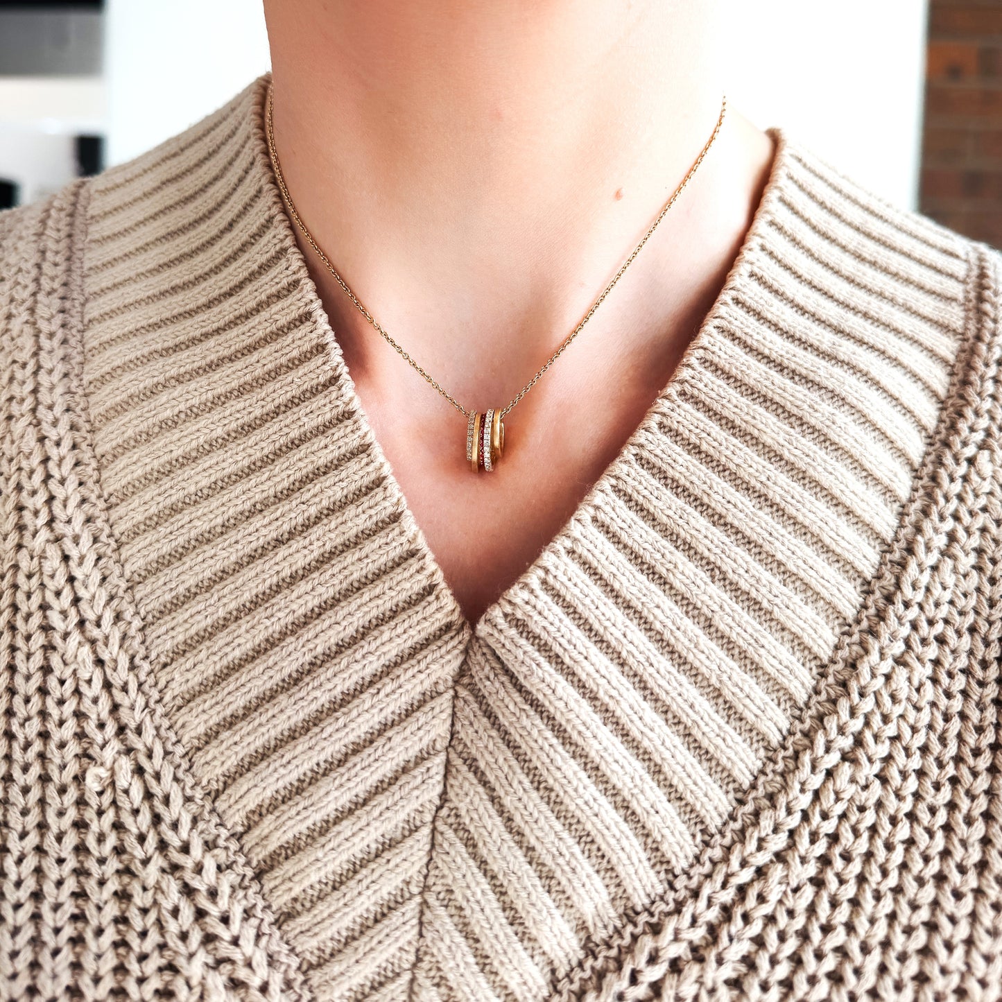 CLARTÉ - Lacet Ruby and Diamond Bolo Necklace