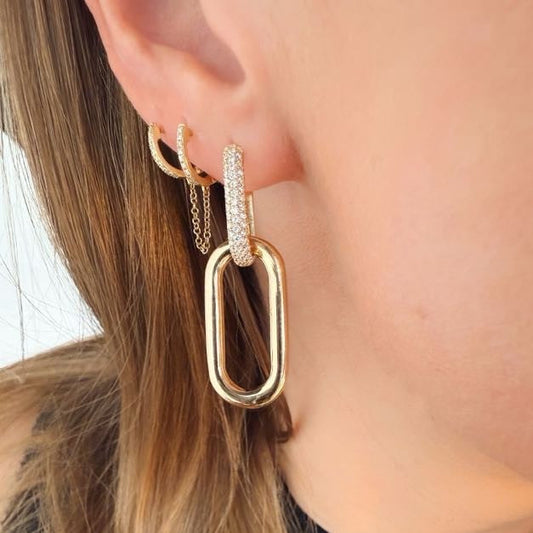 "Seraphine" 14K Gold Pave Diamond Hoops Clarté