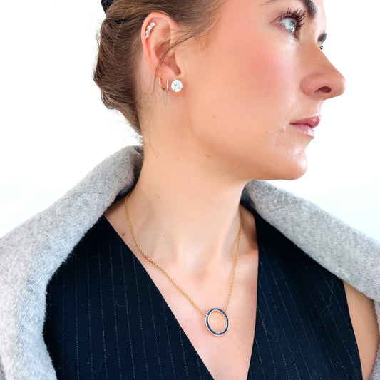 "Gloria" Diamond and Gemstone Ring Pendant Necklace in 14K Gold Clarté