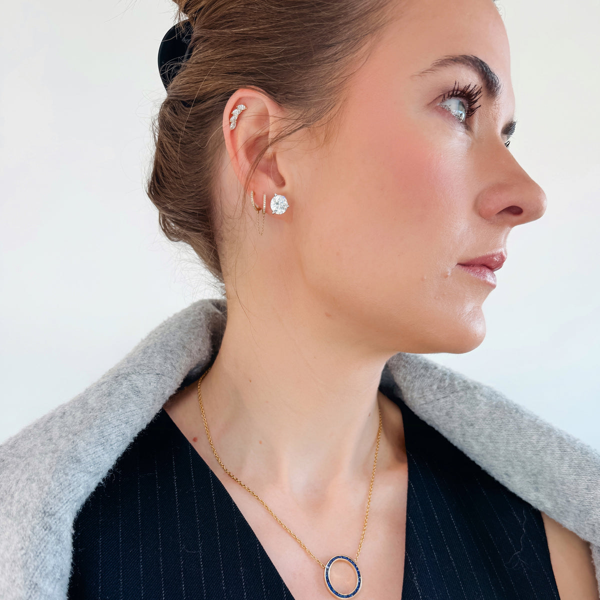 Lab Diamond Martini Stud Earrings in 14K Gold