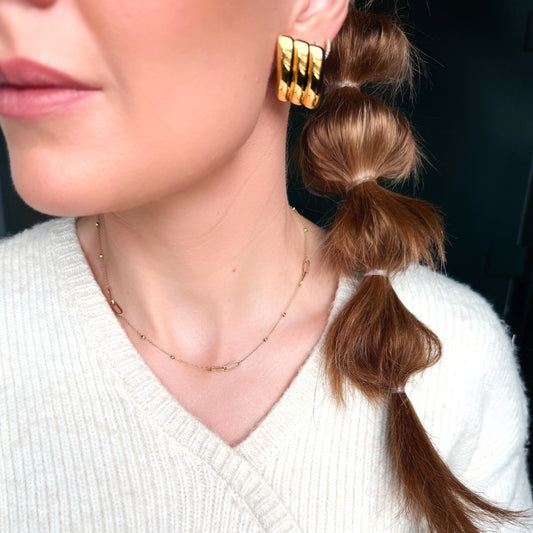 Roset Gold Label "Juniper" 10K Polished Diamond-cut Link Necklace Roset Gold Label