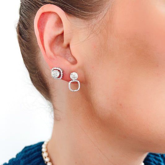 14K White Gold 0.31ct Cushion Earring Jacket - Roset Gotleib