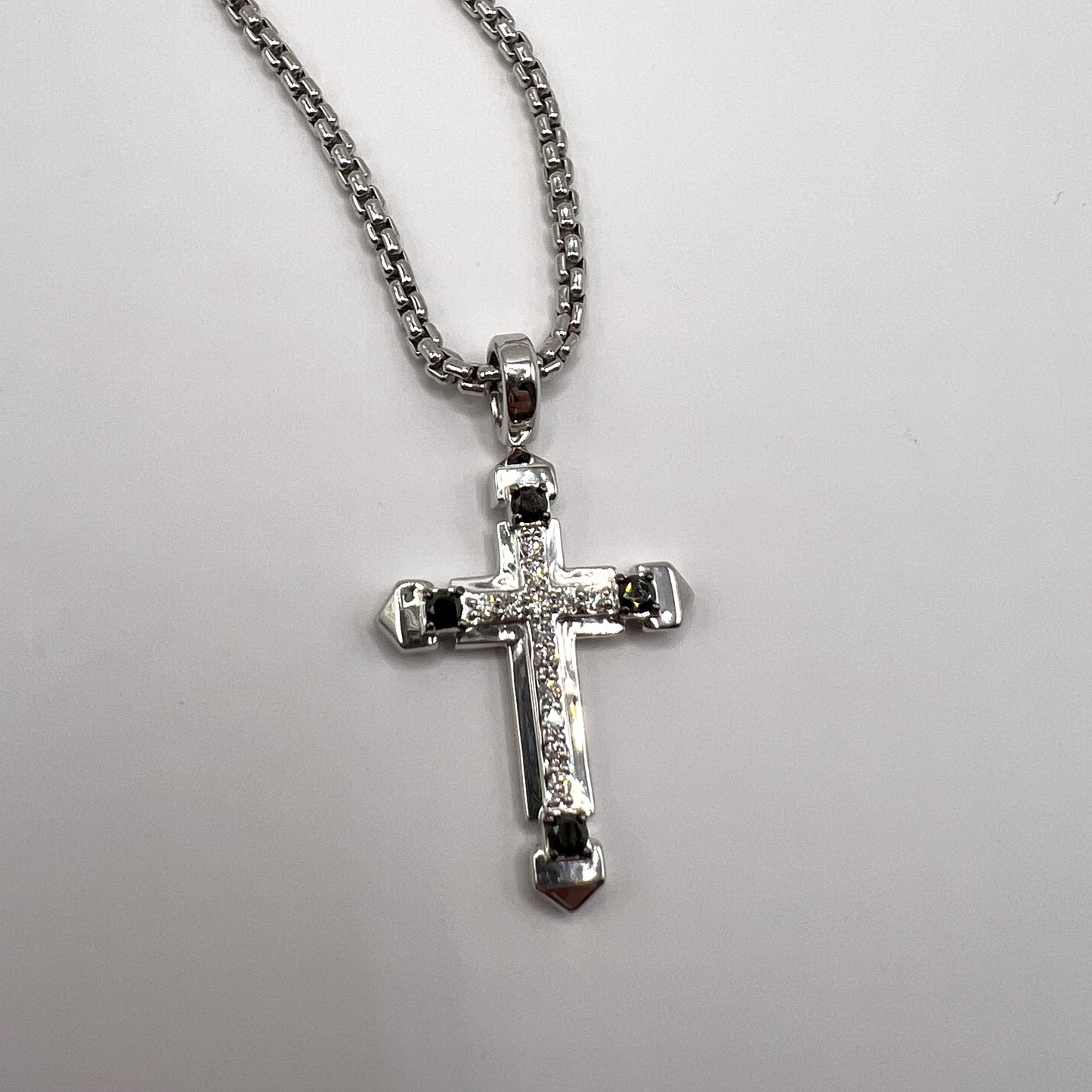"Jax" Silver Diamond Cross Pendant