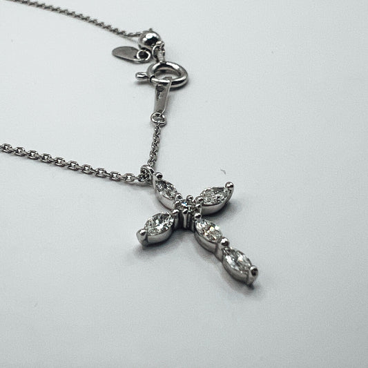 "Alison" 18k White Gold Necklace with Cross Pendant