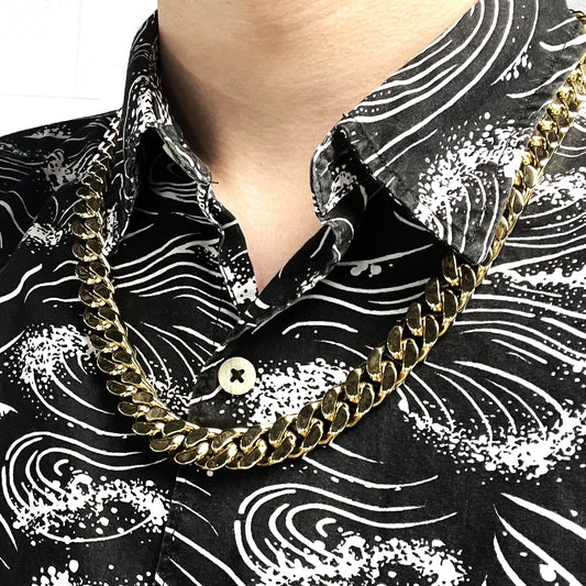 ITALGEM - 13mm Gold Plated S.Steel Polished Surface Curb Chain Italgem