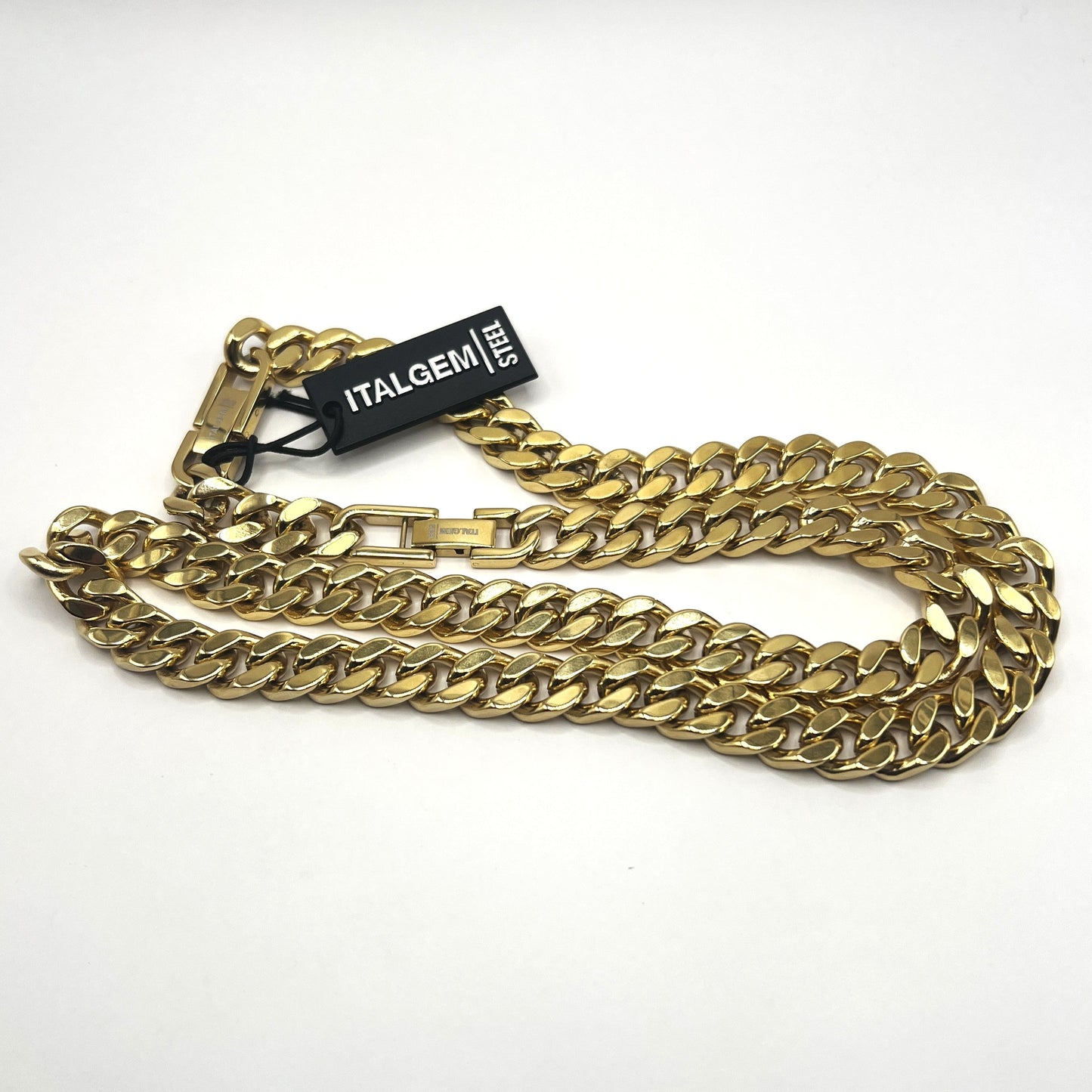 ITALGEM - Gold Plate S. Steel Polished 9.4mm Curb Chain Italgem