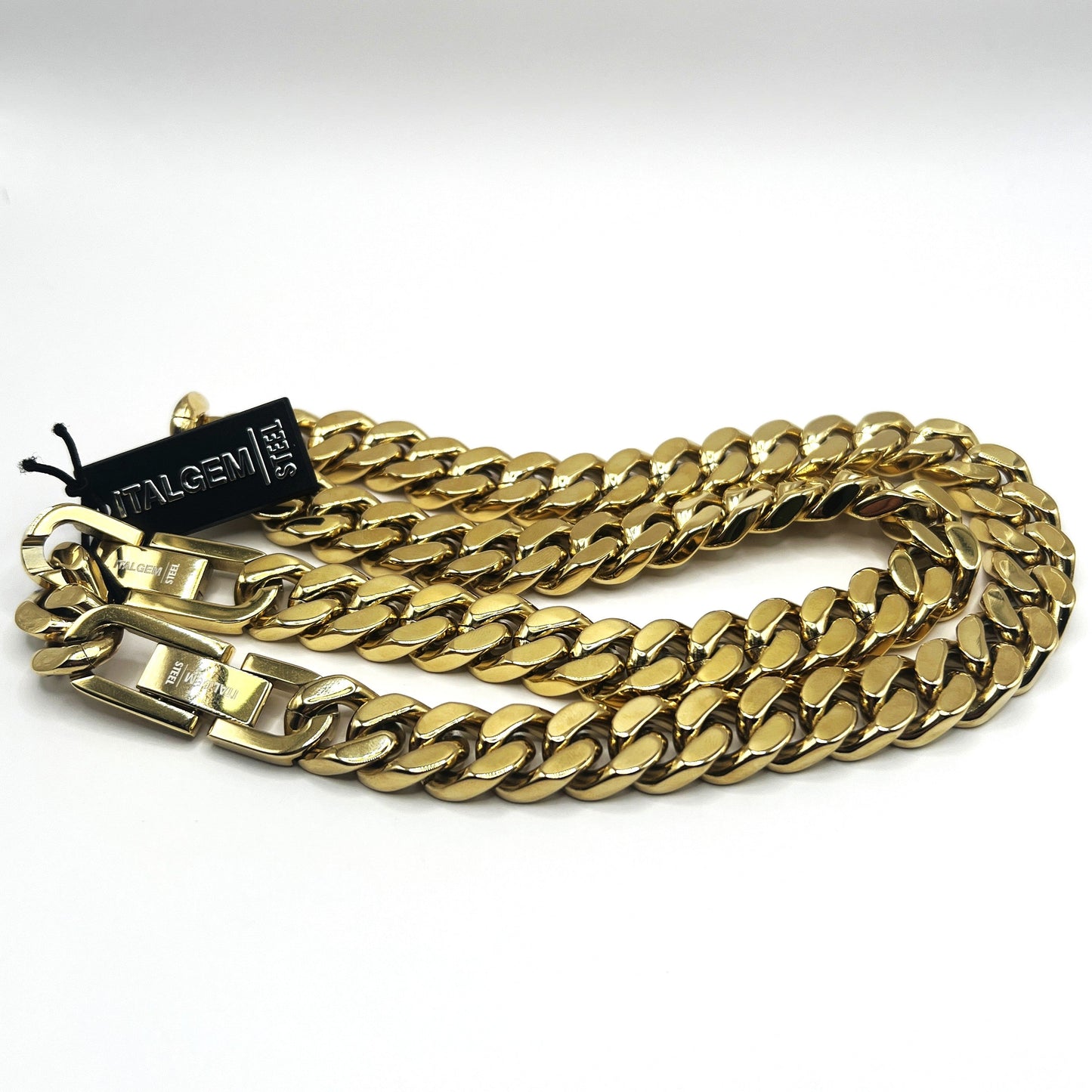 ITALGEM - 13mm Gold Plated S.Steel Polished Surface Curb Chain Italgem