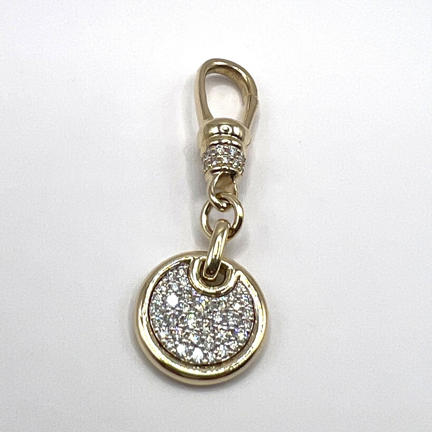 "Felicity" Coin Tag Pendant in 14K Two-Tone Gold with Diamonds