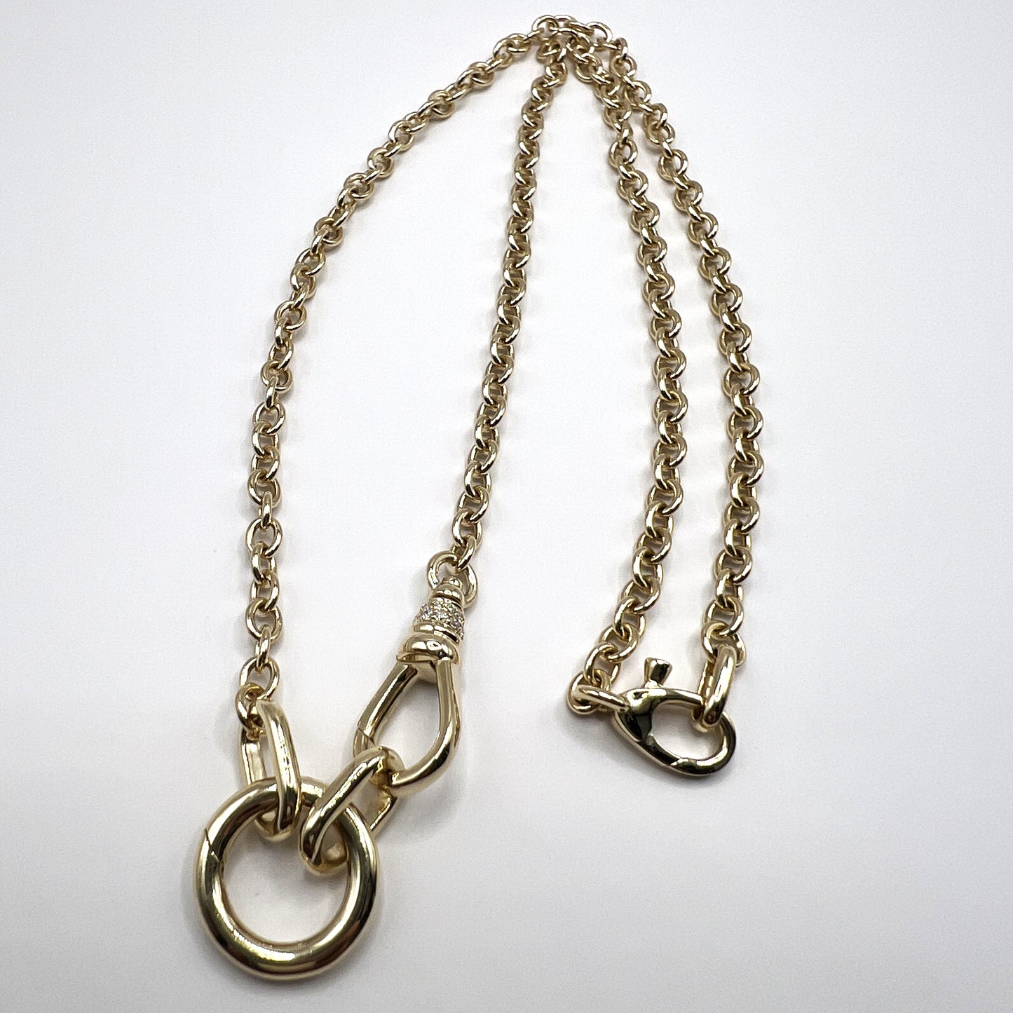 "Kaia" Donut Pendant Necklace with Double Clasp in 14K Yellow Gold