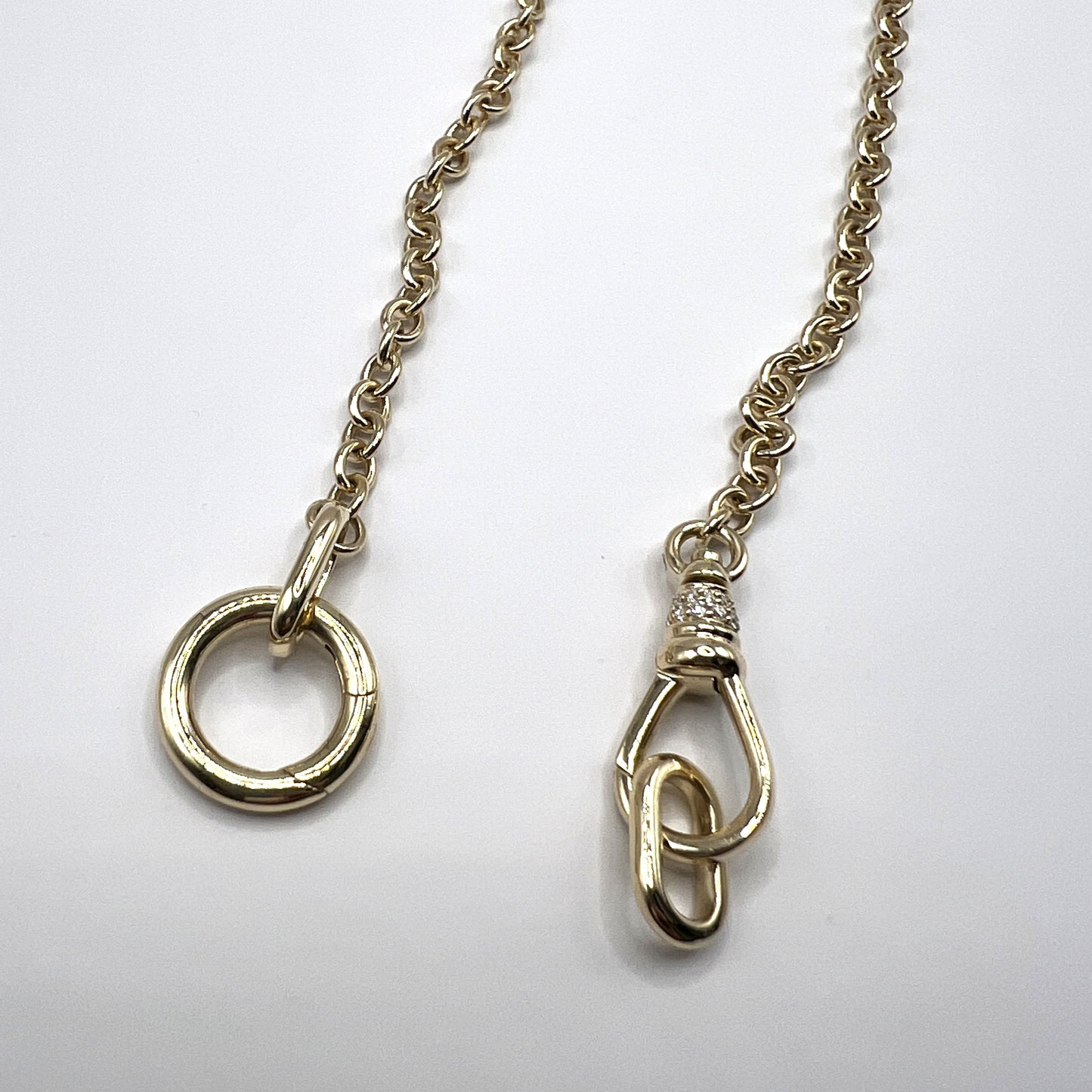 "Kaia" Donut Pendant Necklace with Double Clasp in 14K Yellow Gold
