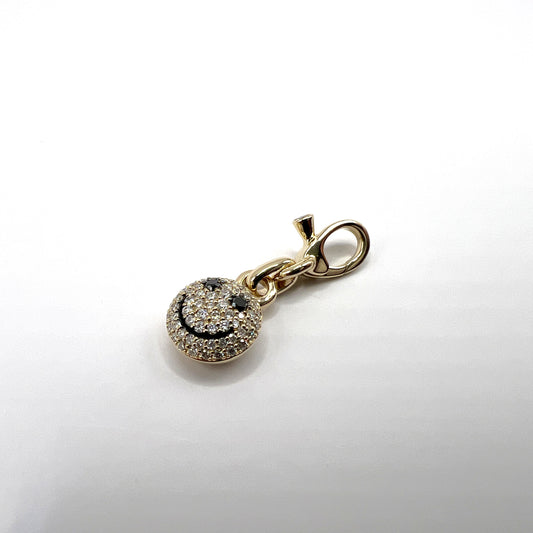 "Vera" Mini Smiley Face Charm in 14K Yellow Gold with Diamond Clasp
