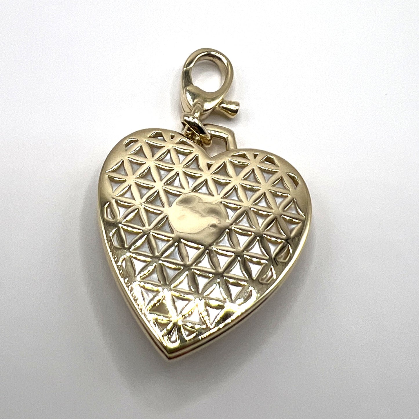 "Layla" Heart Pendant with Diamonds and Mother of Pearl Set in 14K Yellow Gold