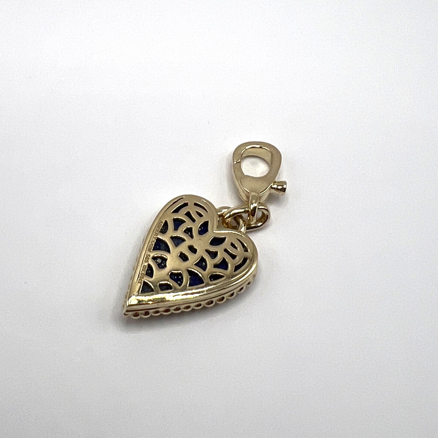 "Lucia" Lapis Heart Pendant in 14K Yellow Gold with Diamonds