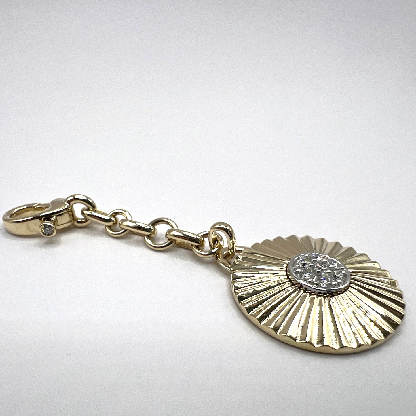 "Ida" Round Disk Pendant in 14K Yellow Gold with Pavé Diamonds