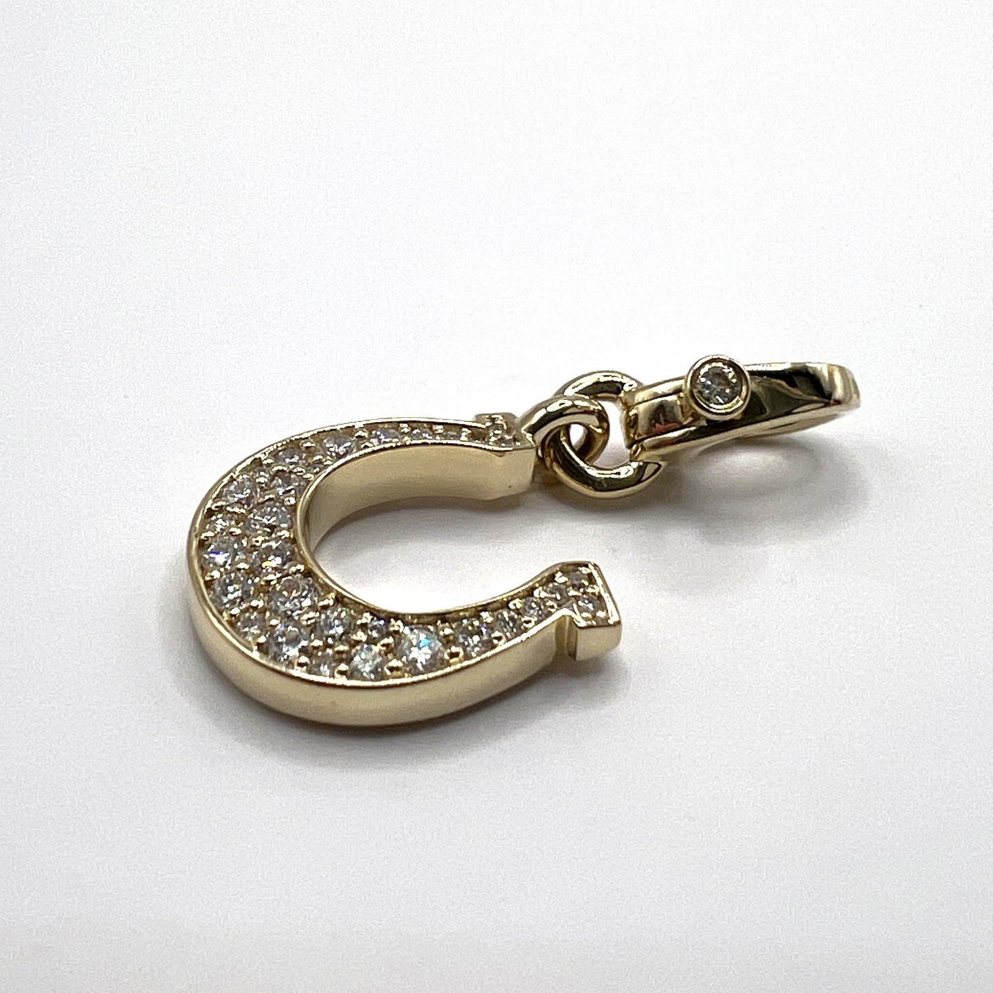 "Dixie" Mini Horseshoe Charm in 14K Yellow Gold with Diamond Clasp