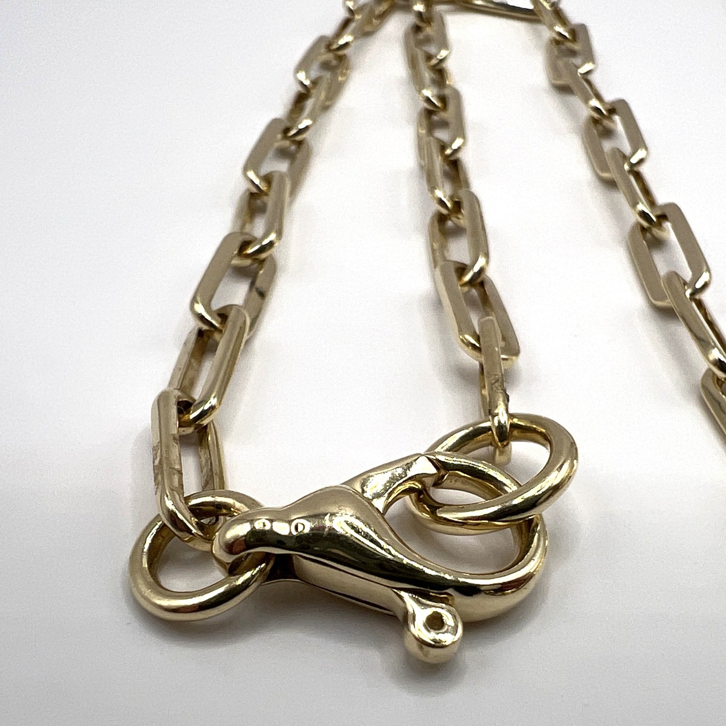 "Kylie" Paper Clip Bar Necklace in 14K Yellow Gold with Donut Pendant