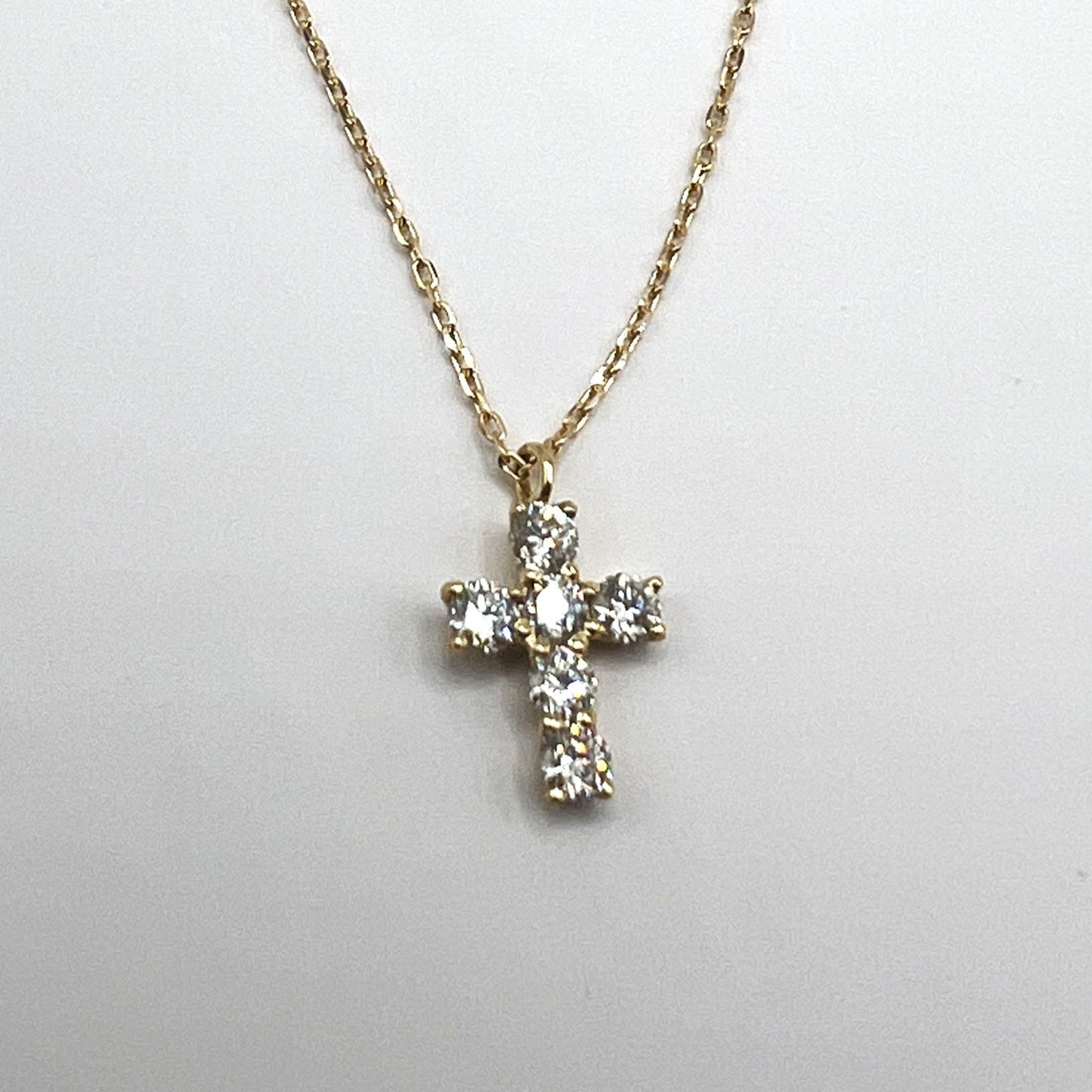 "Mary" 18K Gold and Diamond Cross Necklace