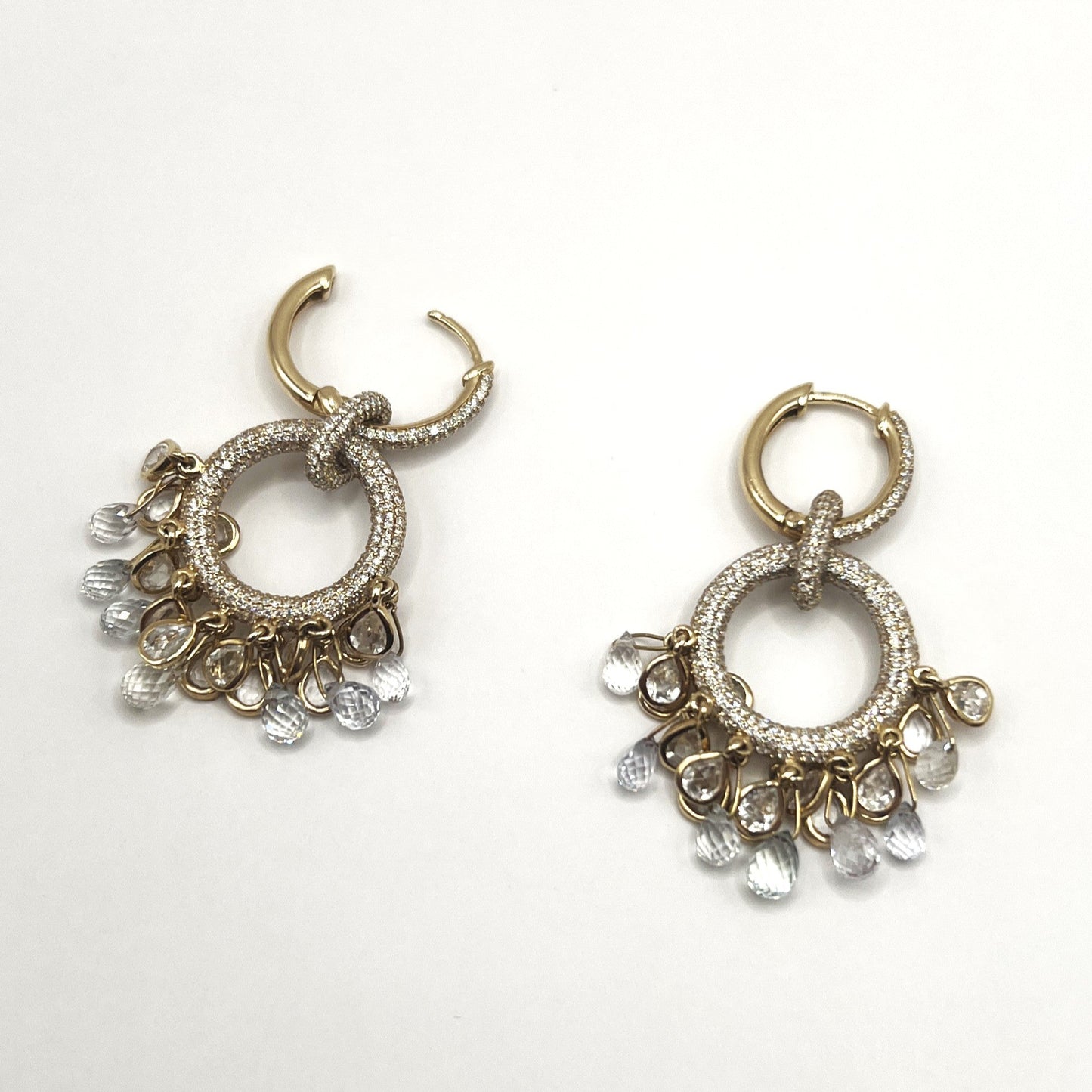 CLARTÉ - "Carla" 14k Yellow Gold Diamond Dangle Hoop Earrings & Pendant