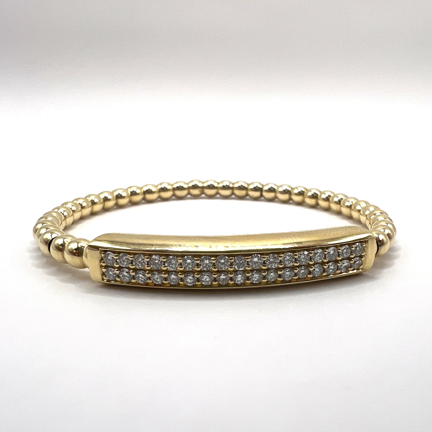 "Lydia" Diamond Bar Bead Bracelet in 14K Yellow Gold