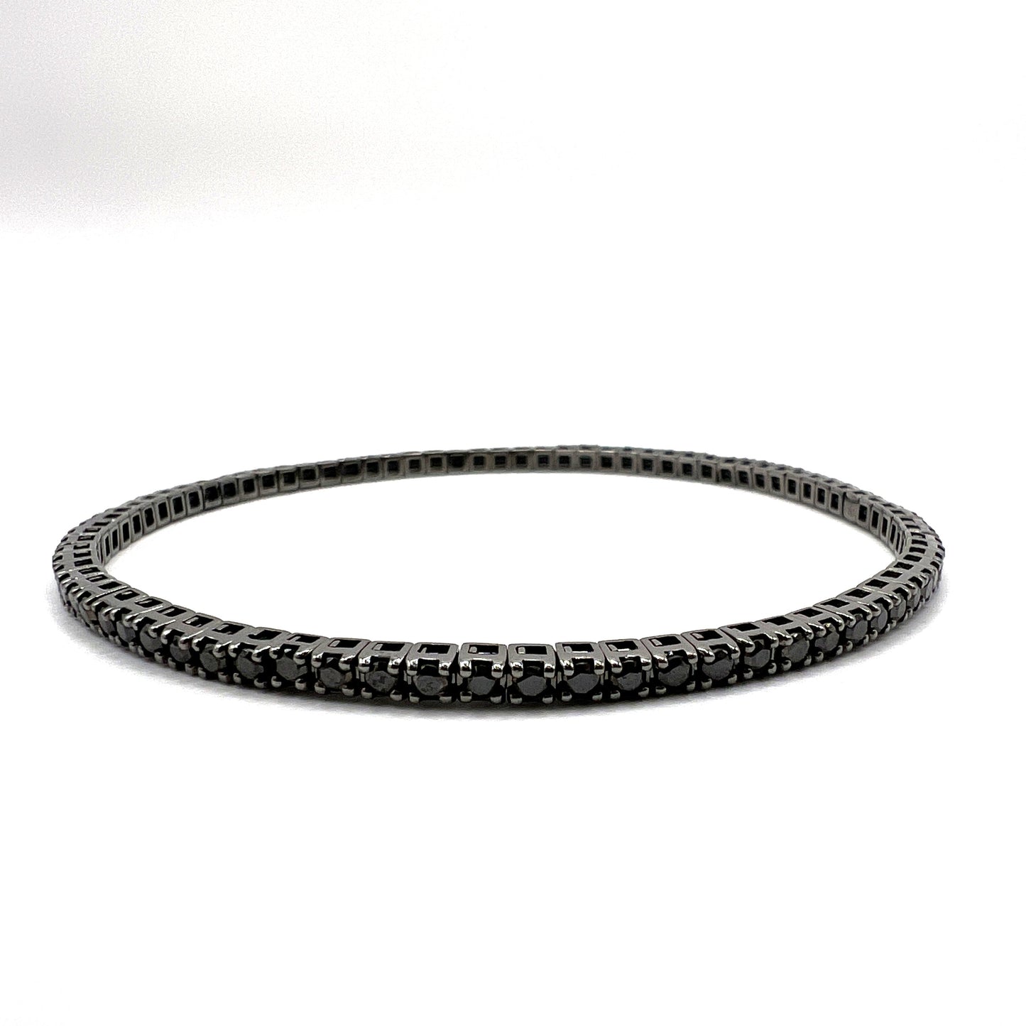 Stretch Black Diamond Tennis Bracelet in 14K White Gold with Black Rhodium - 2.80ct Roset Jewelry