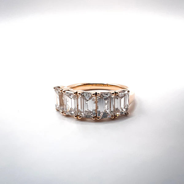 Lab Grown Emerald Cut Diamond Women's Band in 14K Yellow Gold