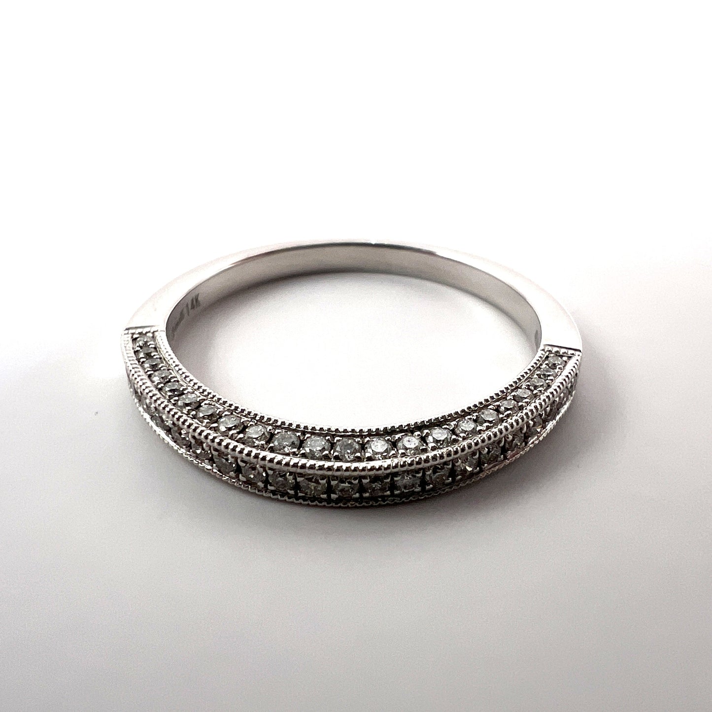 Venetti 14K White Gold Three Sides Diamond Band Venetti
