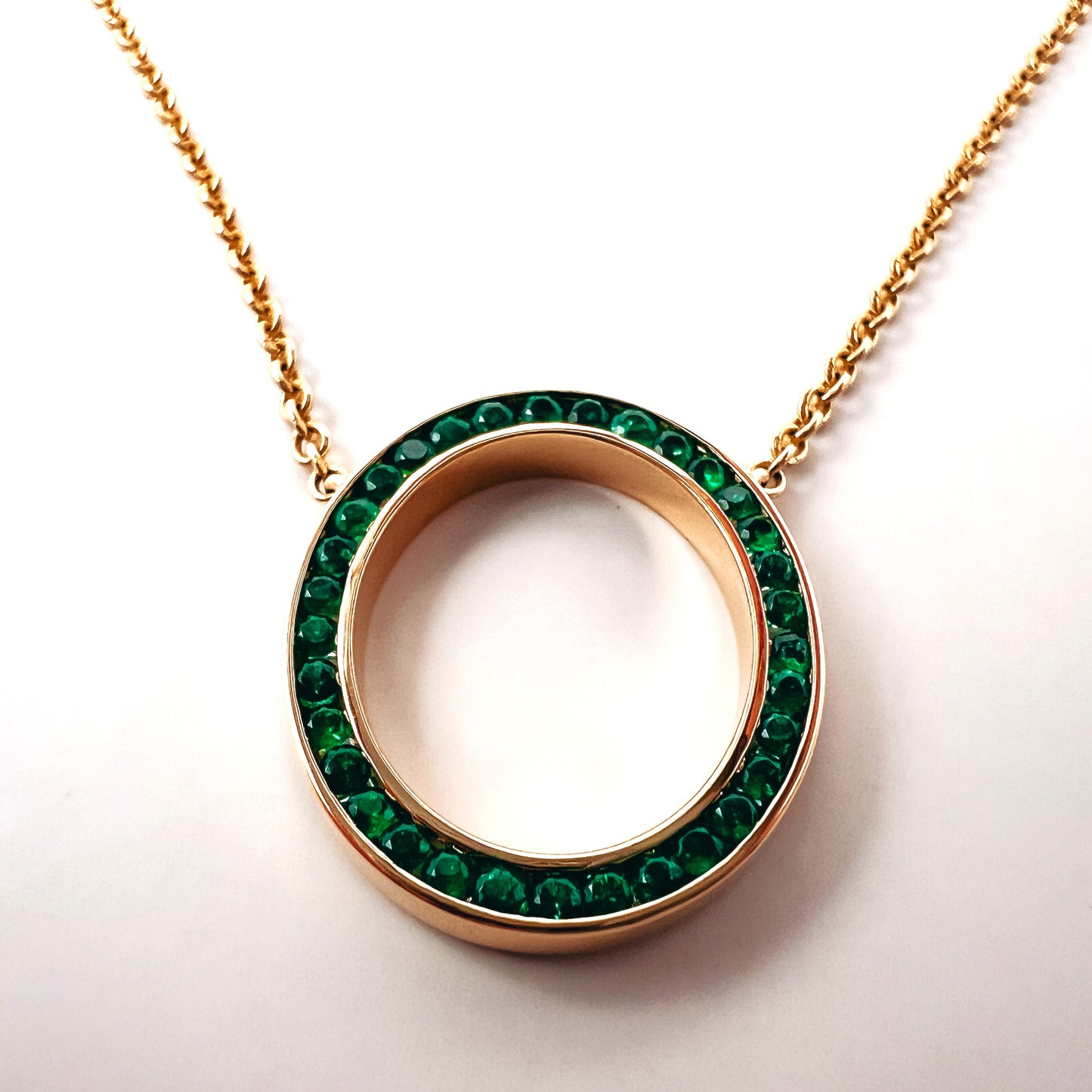 "Gloria" Diamond and Gemstone Ring Pendant Necklace in 14K Gold