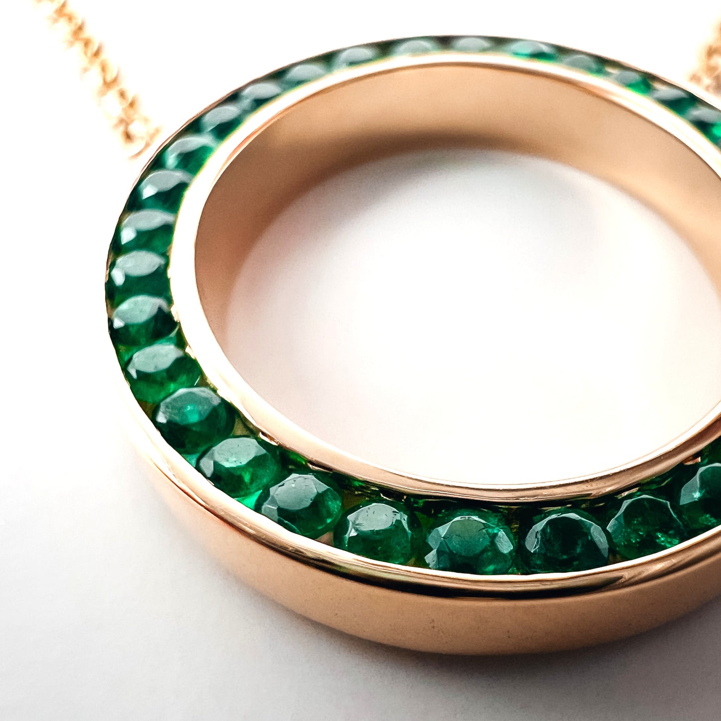 "Gloria" Diamond and Gemstone Ring Pendant Necklace in 14K Gold