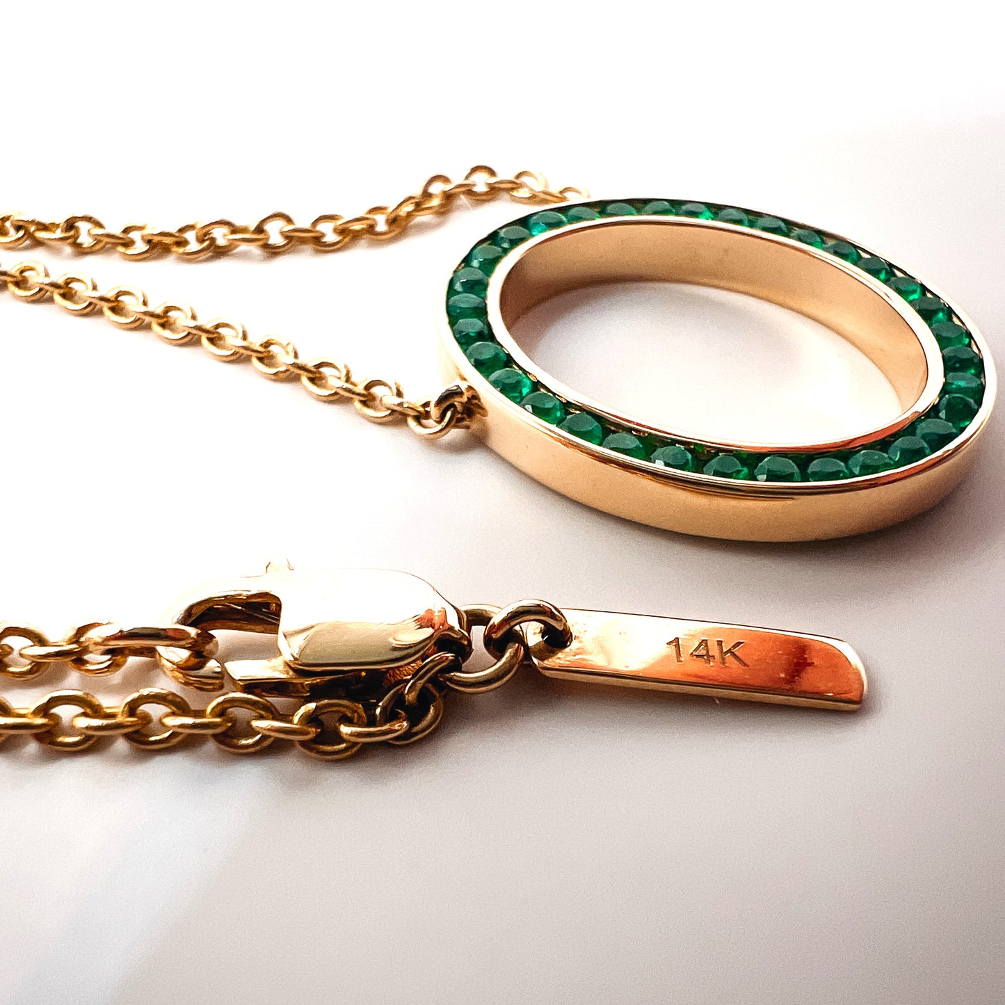 "Gloria" Diamond and Gemstone Ring Pendant Necklace in 14K Gold