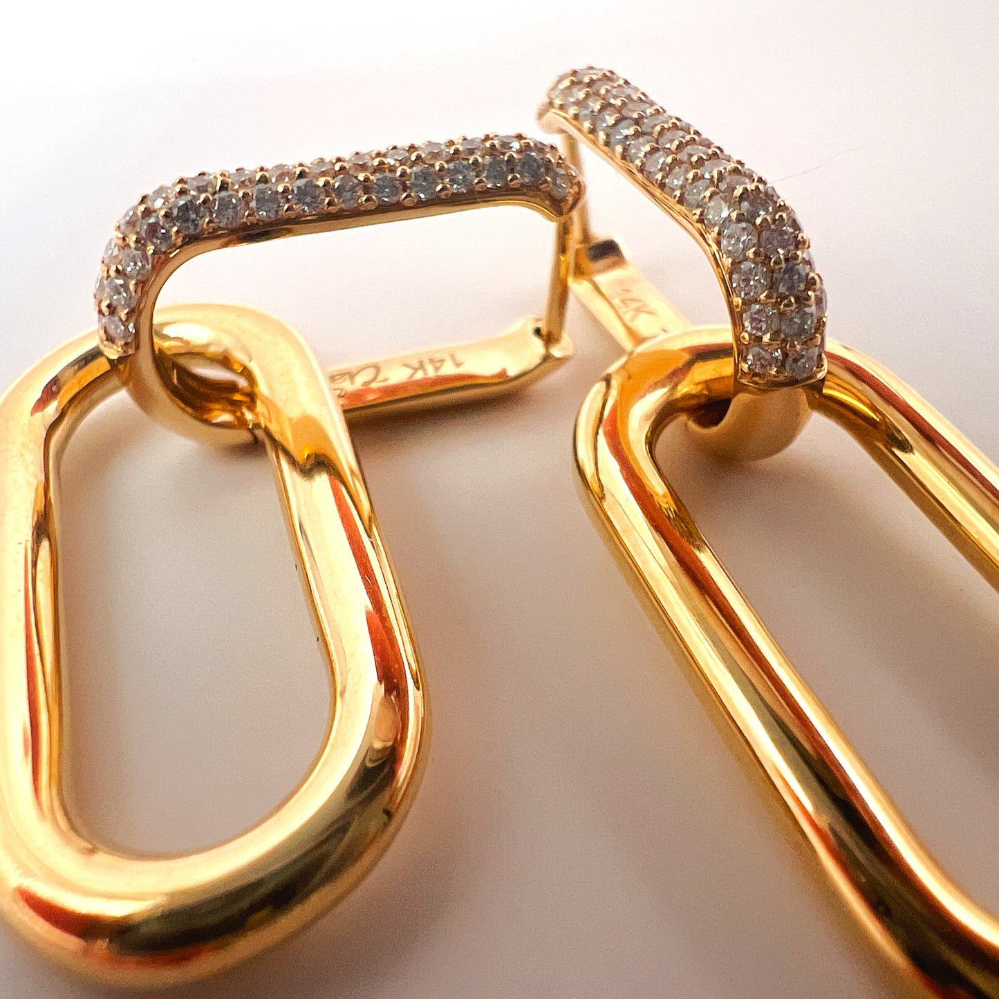 "Seraphine" 14K Gold Pave Diamond Hoops Clarté