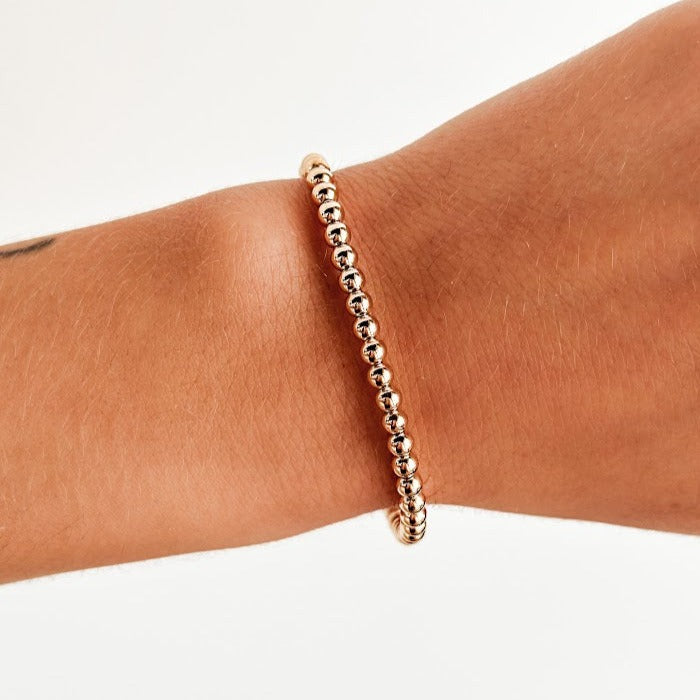 Stretch 18K Gold Bead Bracelet (4mm)