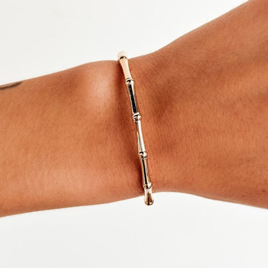Stretch 18K Gold Bamboo Bracelet