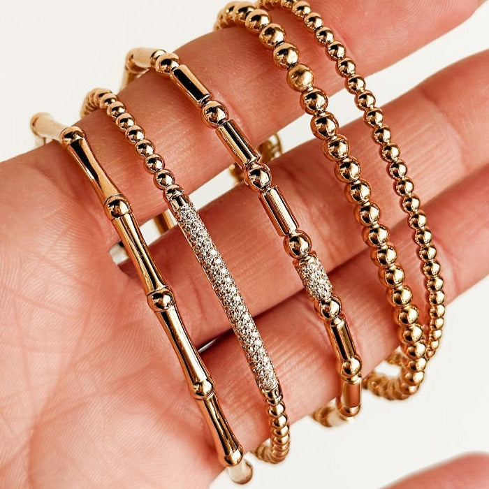 Stretch 18K Gold Diamond Bracelet