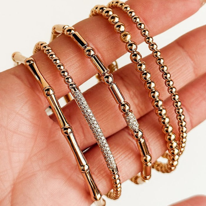 Stretch 18K Gold Bead Bracelet (3mm)