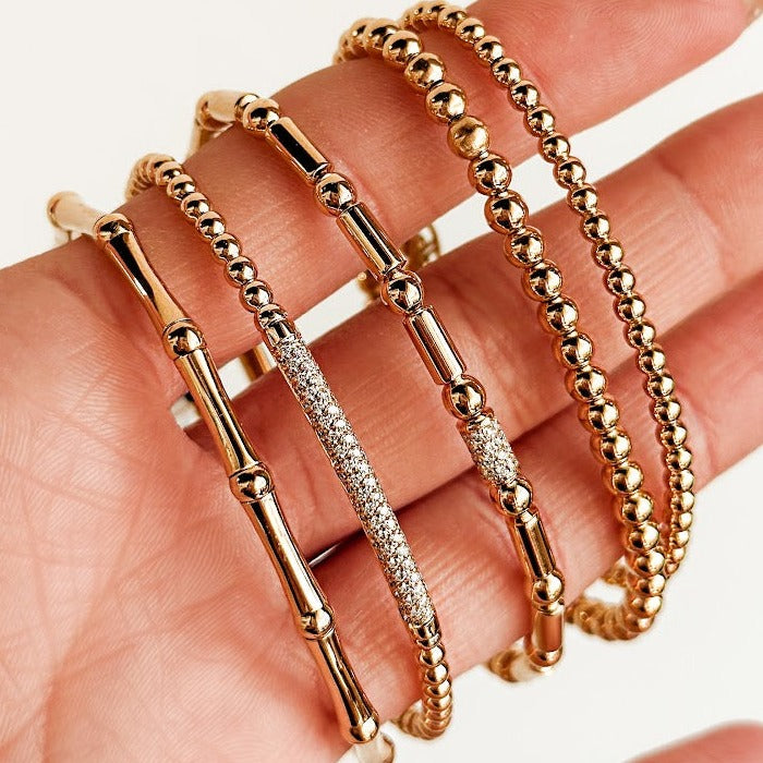 Stretch 18K Gold Bead Bracelet (4mm)