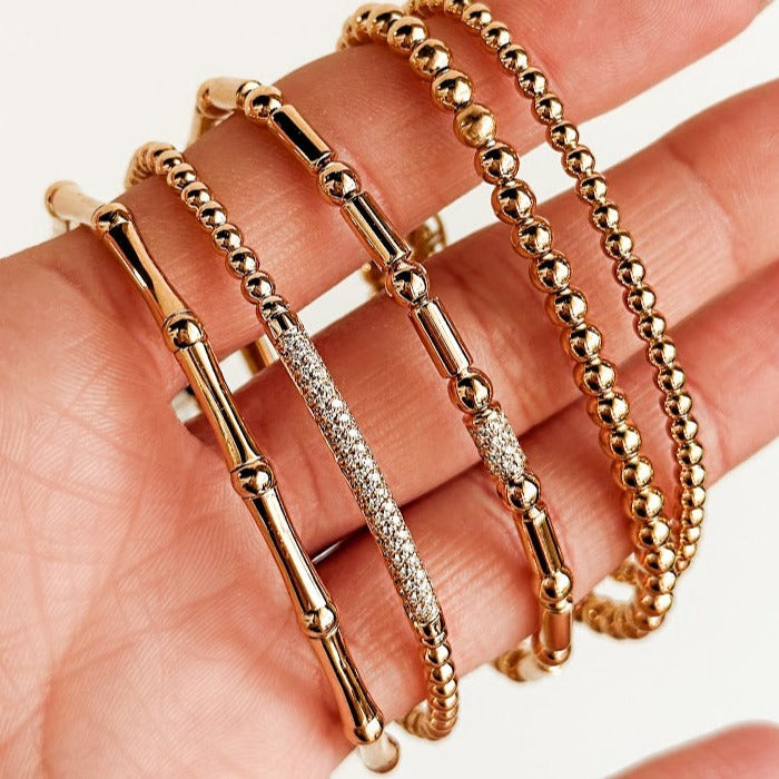 Stretch 18K Gold Bamboo Bracelet
