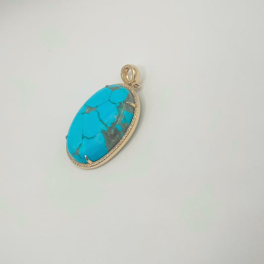 FLICA - Turquoise 14K Gold Pendant with Diamonds
