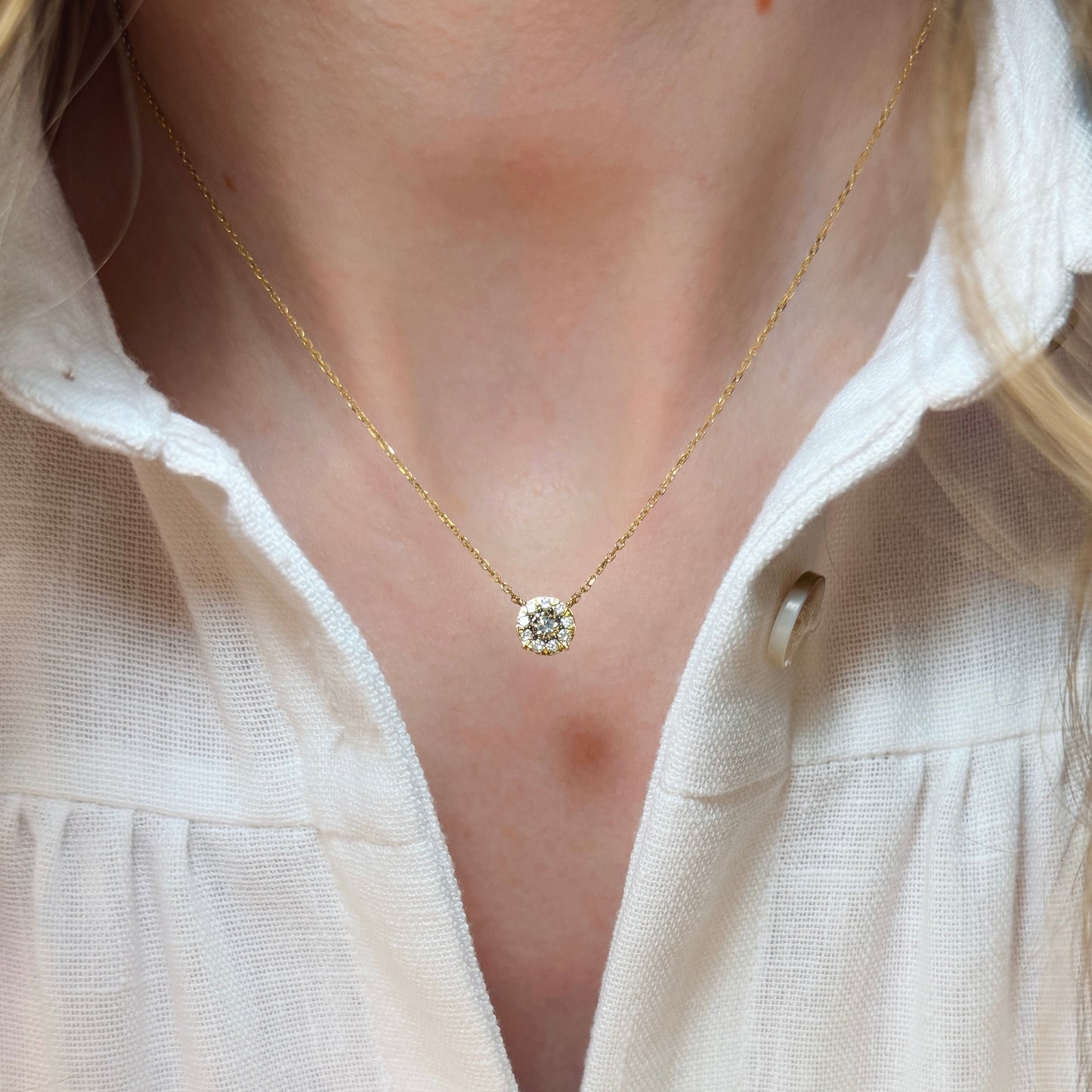 "Nara" 18k Yellow Gold and Diamond Necklace