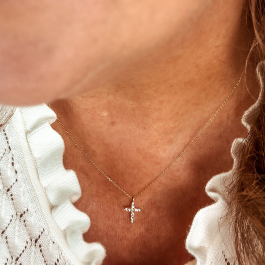 "Justine" 14K Cross Diamond Necklace RnB