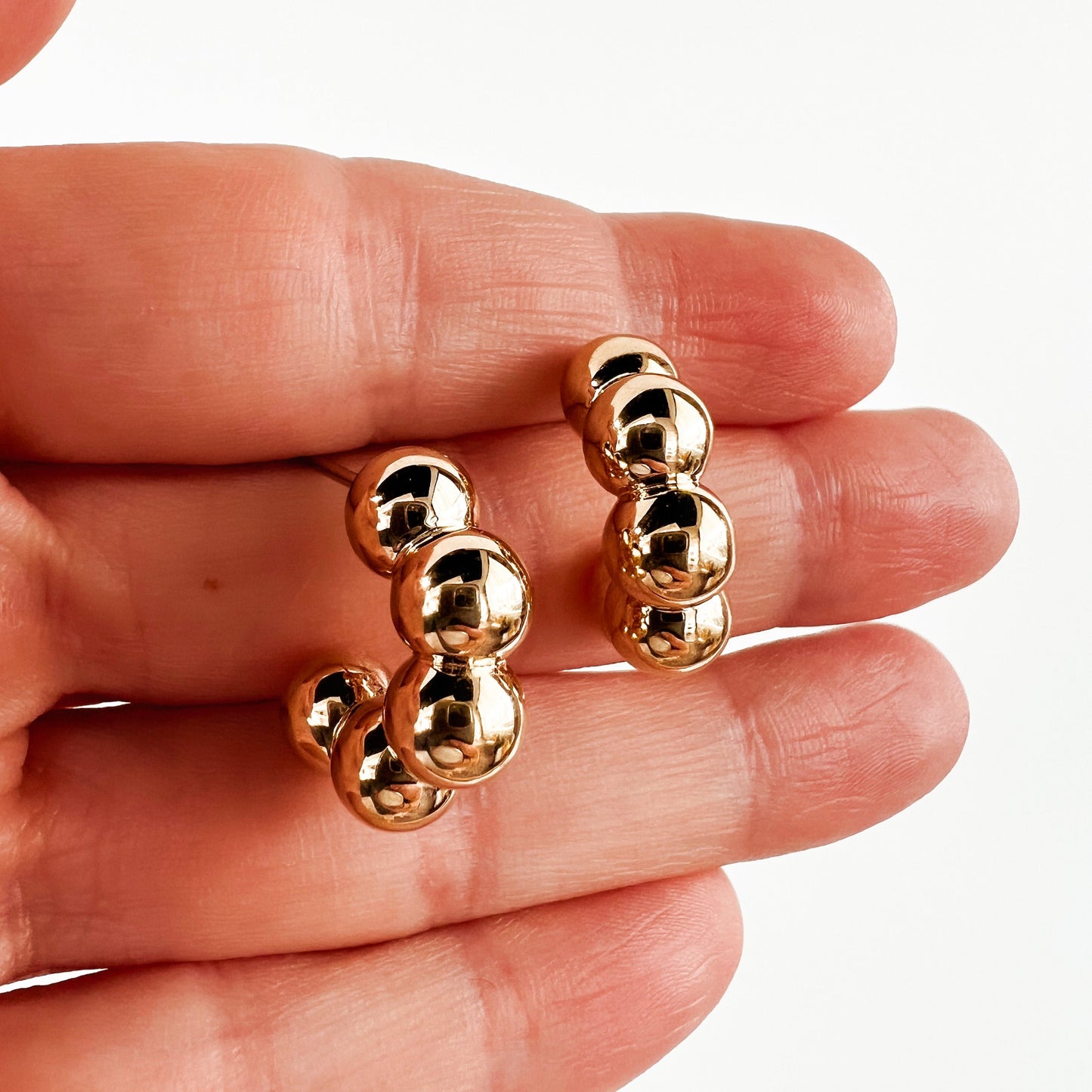 "Zenya" 14K Yellow Gold Beaded Earrings