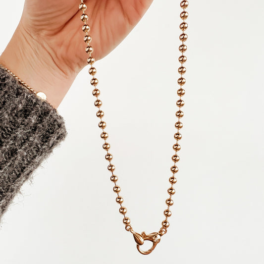 "Athena" 14K Yellow Gold Bead Chain Necklace – 20"