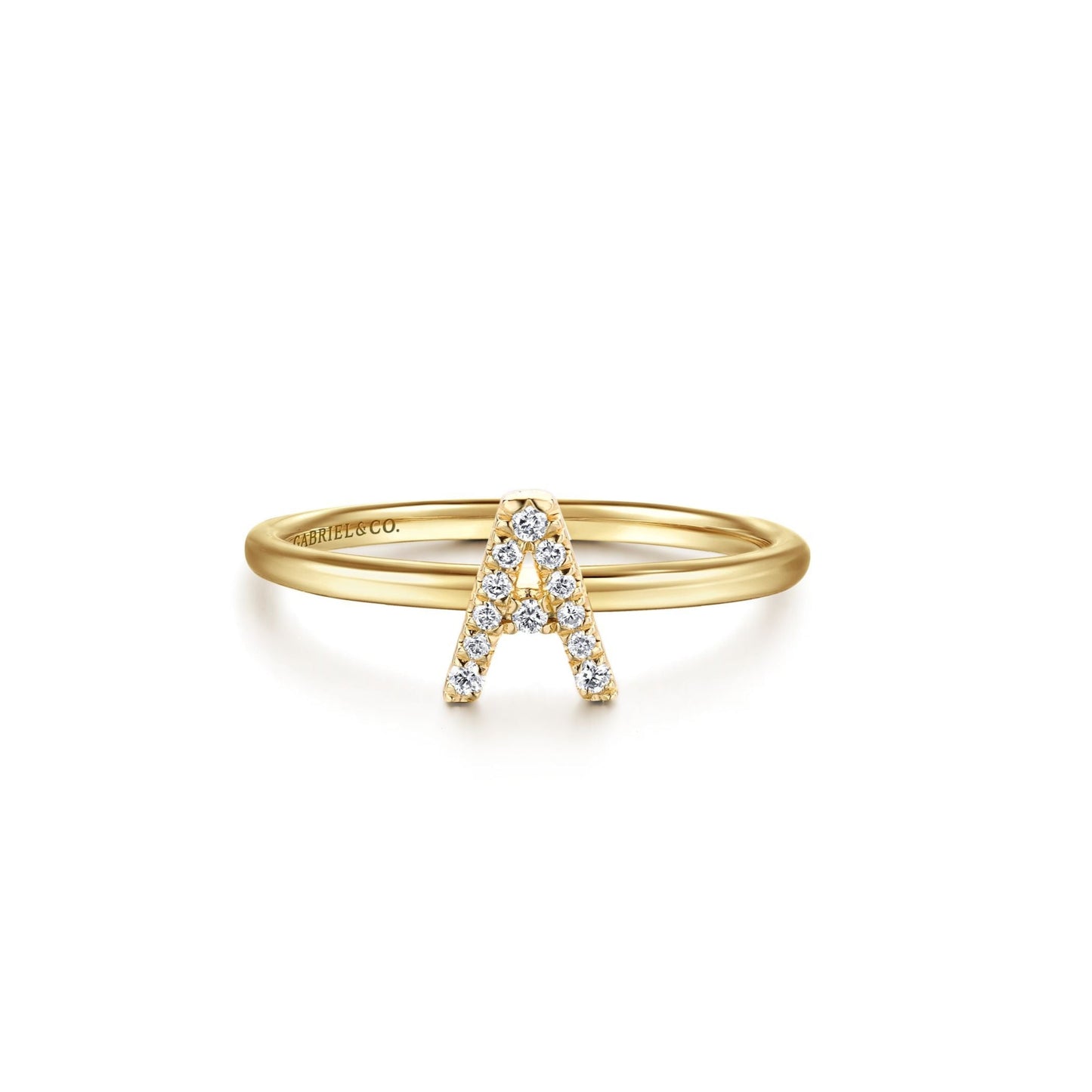 Gabriel - 14K Gold Pavé Diamond Initial Ring