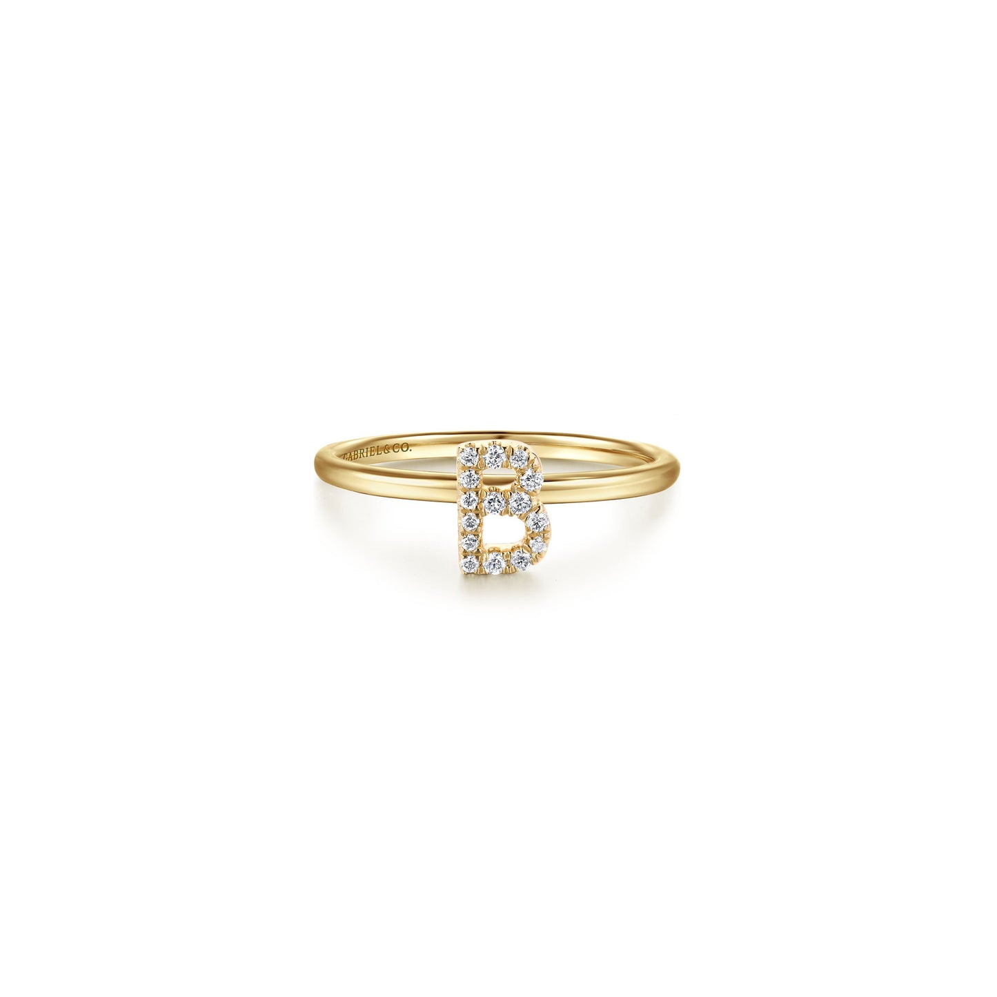 Gabriel - 14K Gold Pavé Diamond Initial Ring