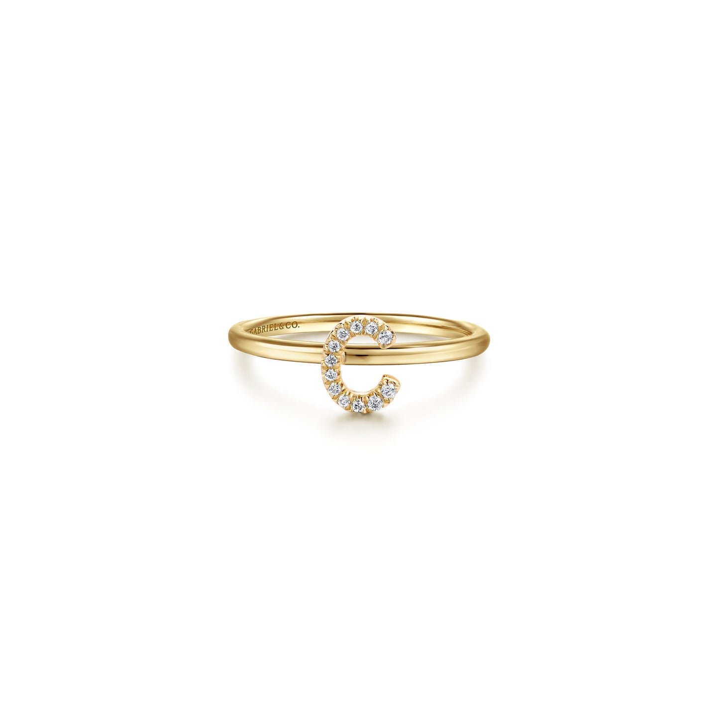 Gabriel - 14K Gold Pavé Diamond Initial Ring