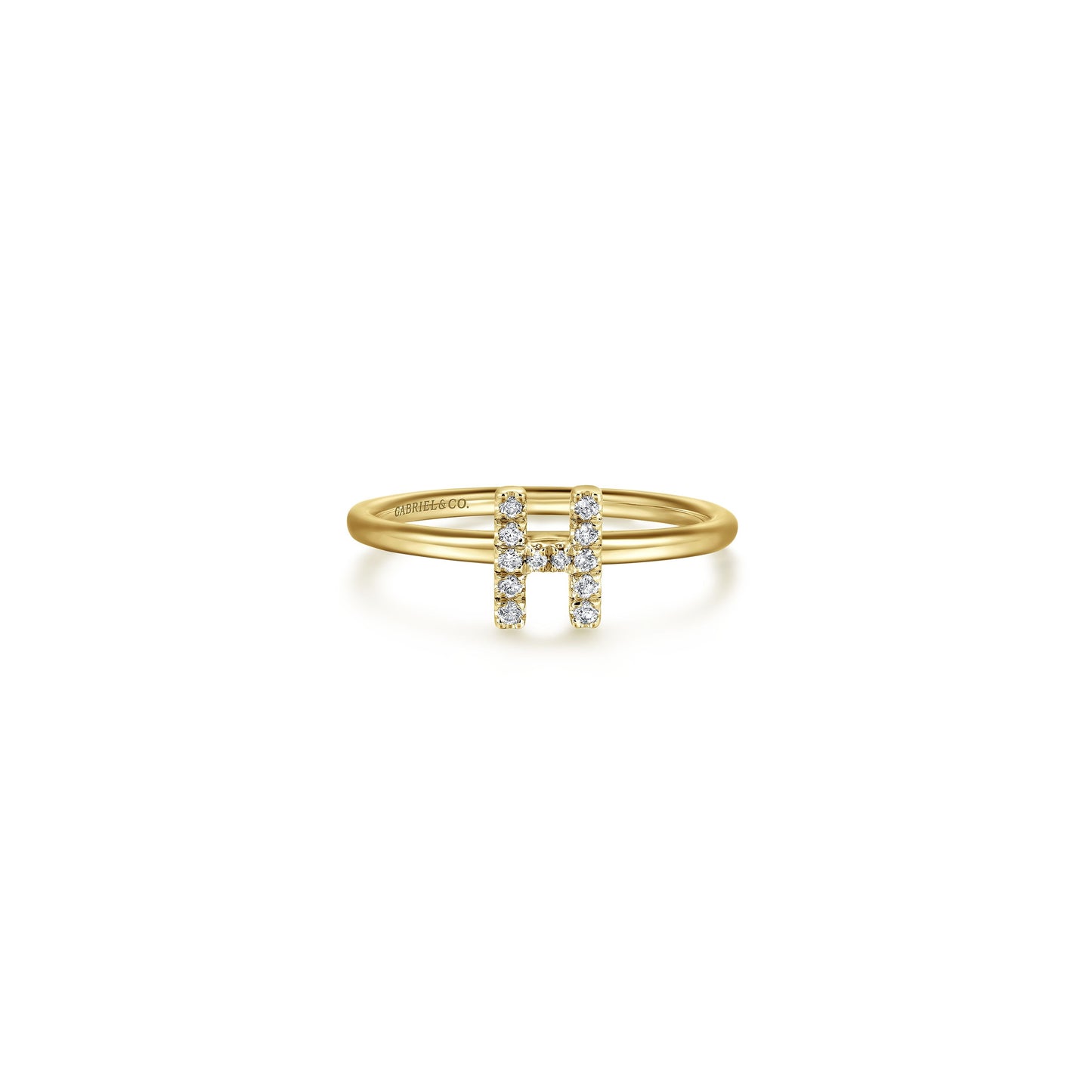 Gabriel - 14K Gold Pavé Diamond Initial Ring