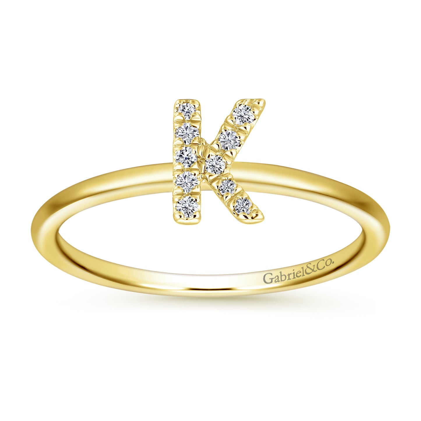 Gabriel - 14K Gold Pavé Diamond Initial Ring