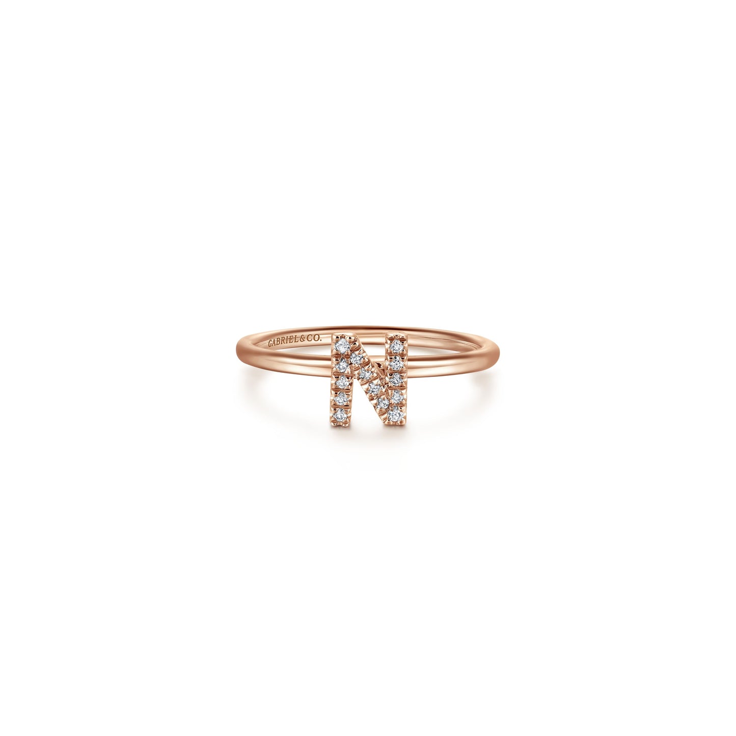 Gabriel - 14K Gold Pavé Diamond Initial Ring