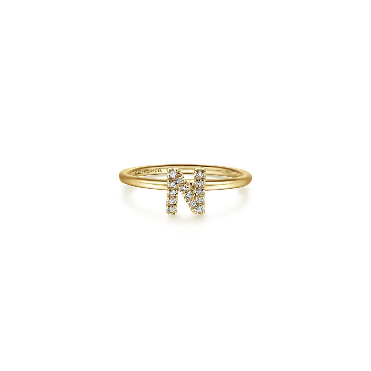 Gabriel - 14K Gold Pavé Diamond Initial Ring